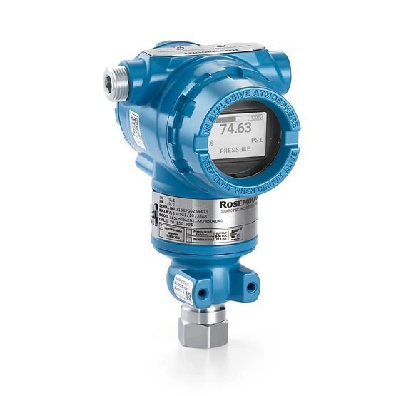 Emerson Rosemount 3051 industrial pressure transmitter on a white background