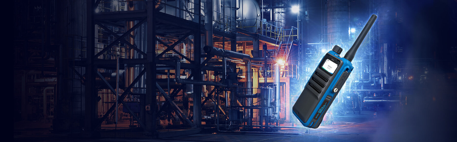 Hytera HP715Ex intrinsically safe portable radio in an industrial facility
