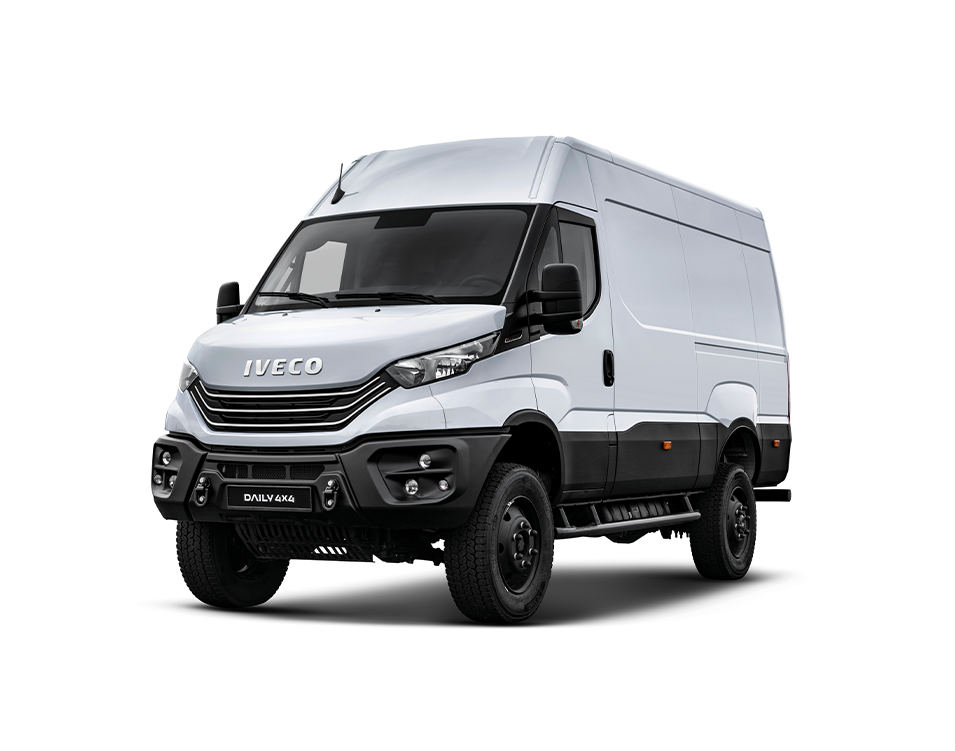 White IVECO Daily 4x4 panel van on a white background