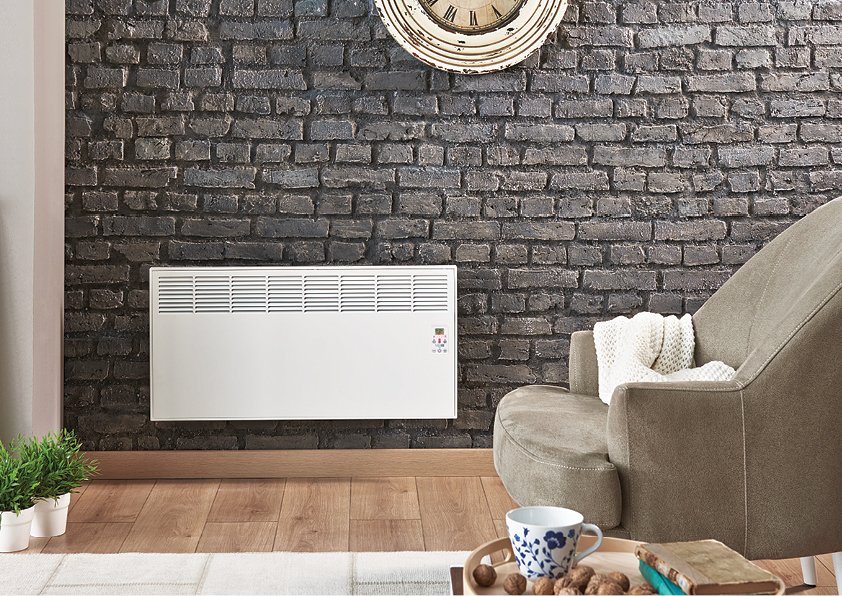 White IVIGO digital panel heater mounted on a wall