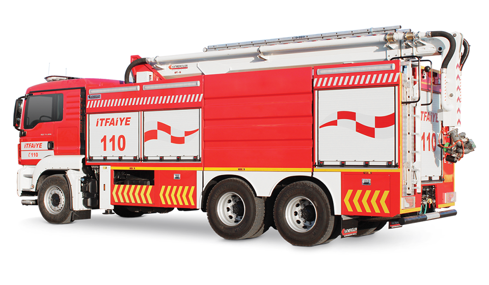 Katmerciler heavy firefighting vehicle with remote-controlled foam tower