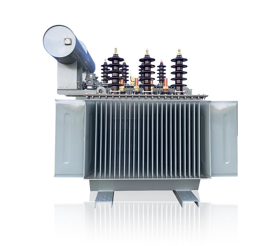 Meksan oil-filled distribution transformer on a white background